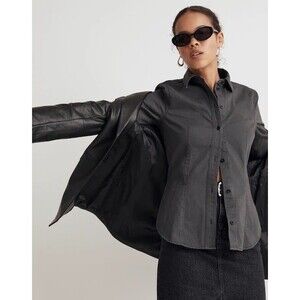 NWT Madewell Darted Button-Up Shirt in (Re)generative Chino NO115 Gray - Size 6